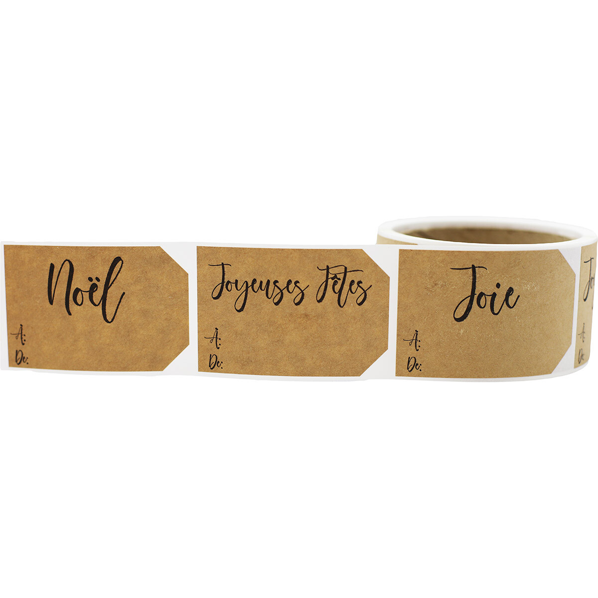 Natural Kraft French Charming Holiday Gift Tags Labels | 2 x 3″ Inch – 100 Pack