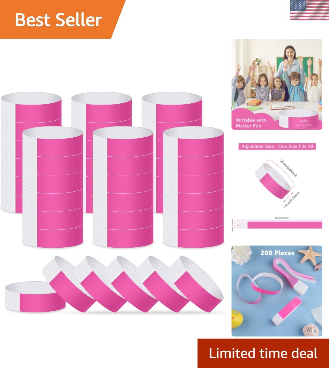 Paper Wristbands for Events 200 pcs Pink Party Wrist Bands Event Bracelets Ar…
