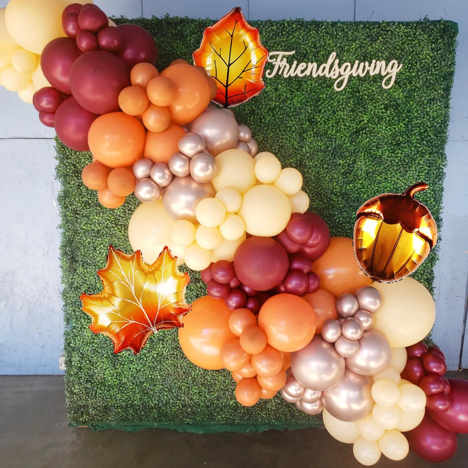123Pcs Fall Balloon Garland Arch Kit, Burgundy, Orange, Nude, Metallic Rose G…