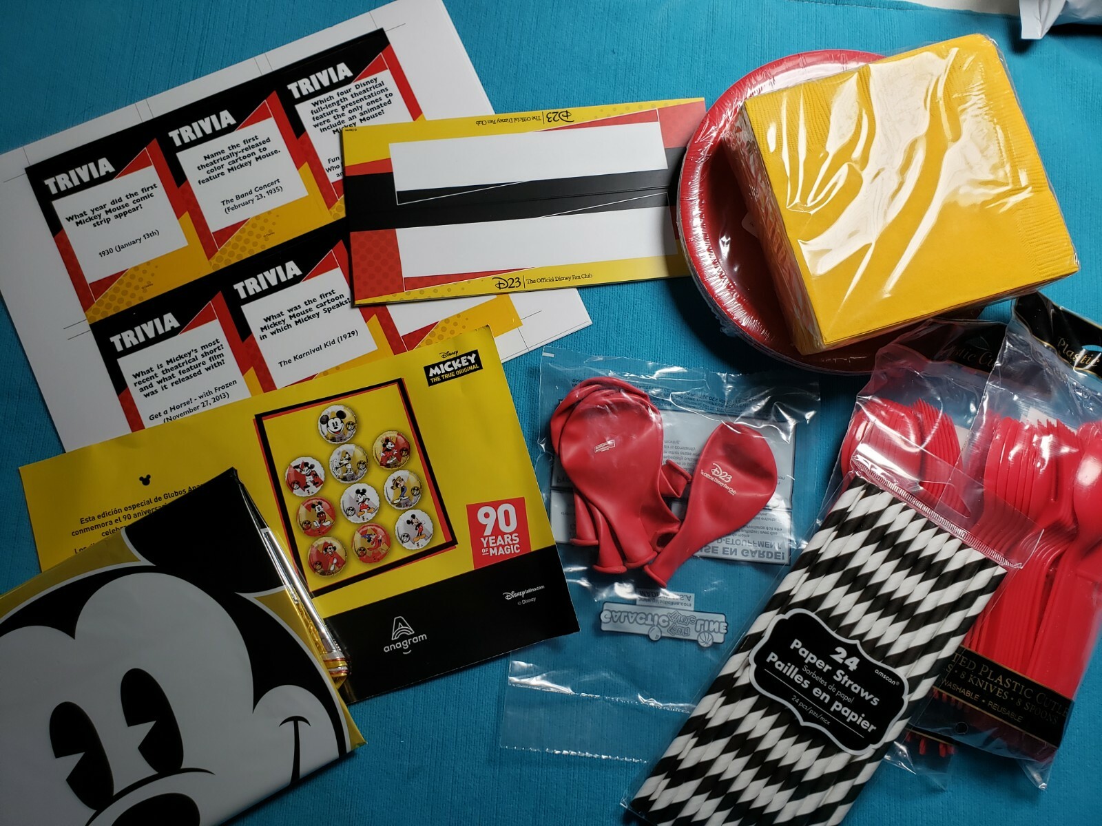 Disney D23 Mickey Birthday Party Kit – New – add cake & drinks for a fun party!