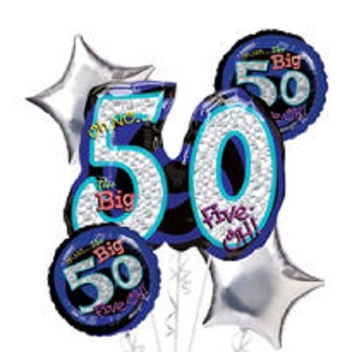 50th Birthday Party Balloon Bouquet 5ct