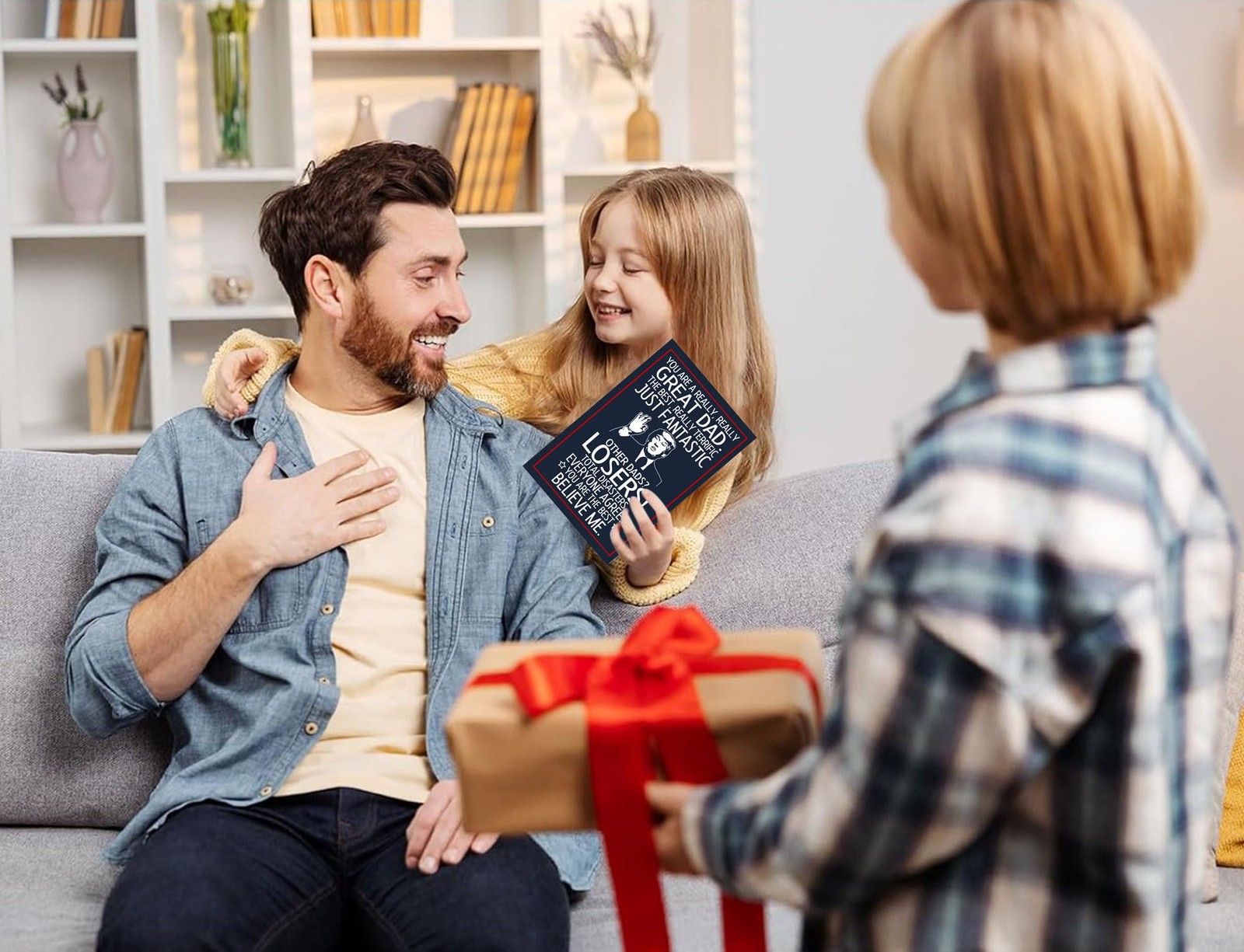 BETHEGIFT Funny Fathers Day Gift Card for Dad from 5.3 x 8.07 inches, NAVY