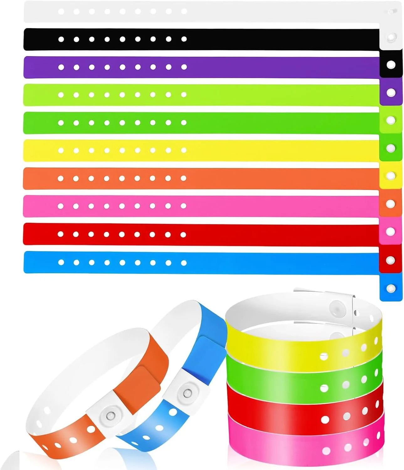 60 Pcs Vinyl Wristband in 10 Colors, Plastic Wristbands for Events, Neon Plastic