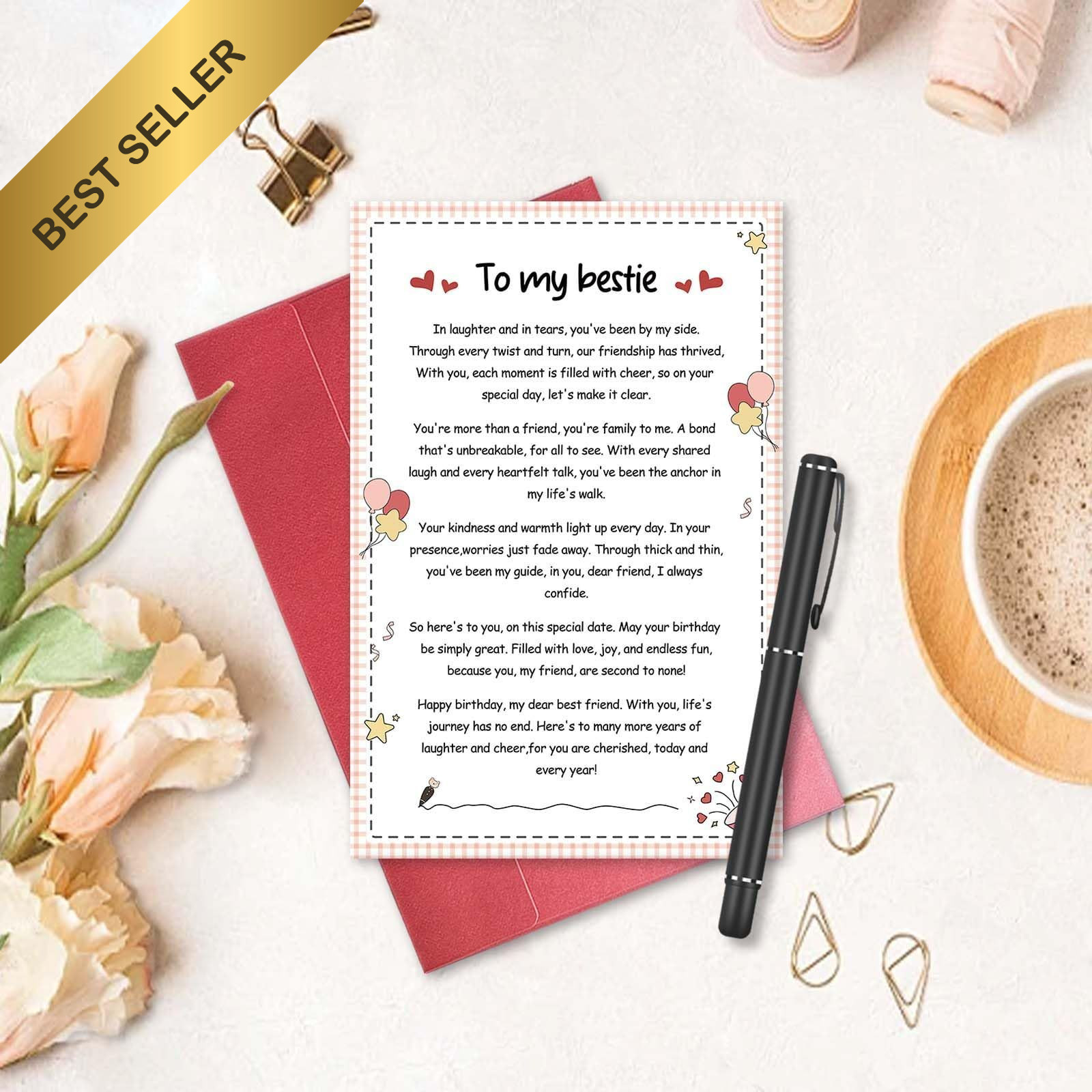 Best Friend Birthday Card With Poem For Her Happy Birthday Gift For Bestie BFF