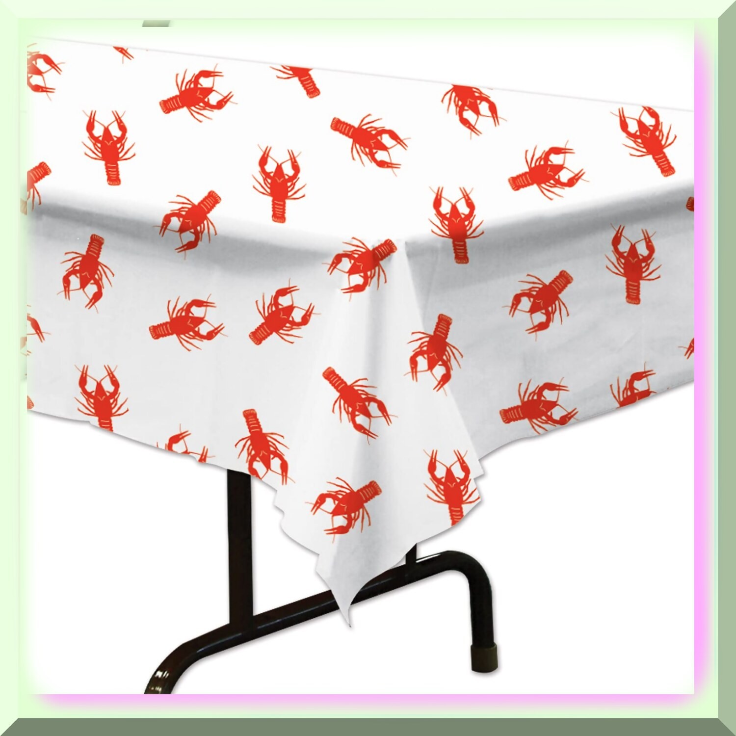 Red and White Crawfish Tablecover 54×108 inches