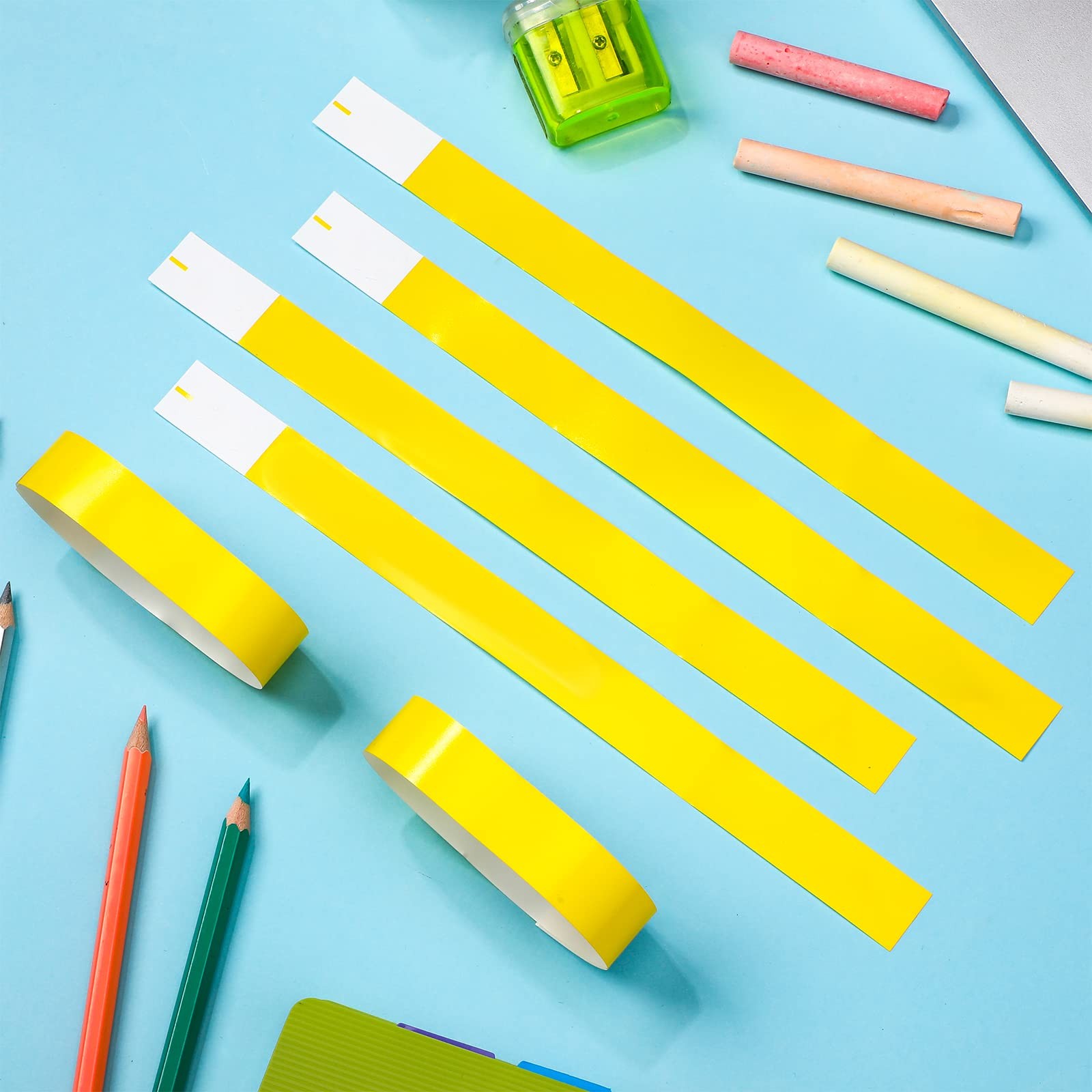 Tudomro 300 Pieces Paper Wristbands for Events 10 x 0.79 inch, Yellow