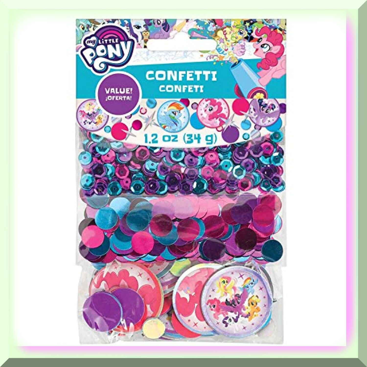 Rainbow Confetti Party Pack with Sequins and Cartoon Cutouts