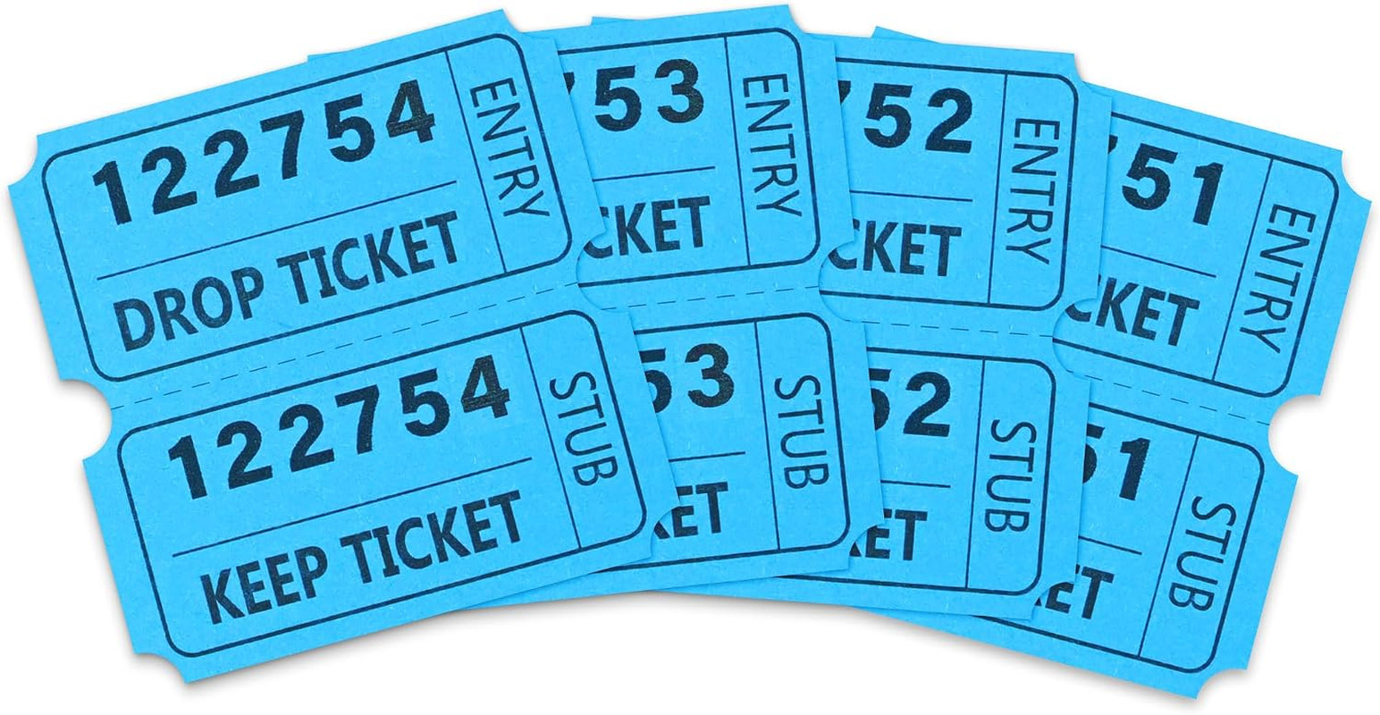2″X2″ Blue Raffle Tickets, 2000 Pcs Large Bold Numbers Tickets for Raffle, Doubl