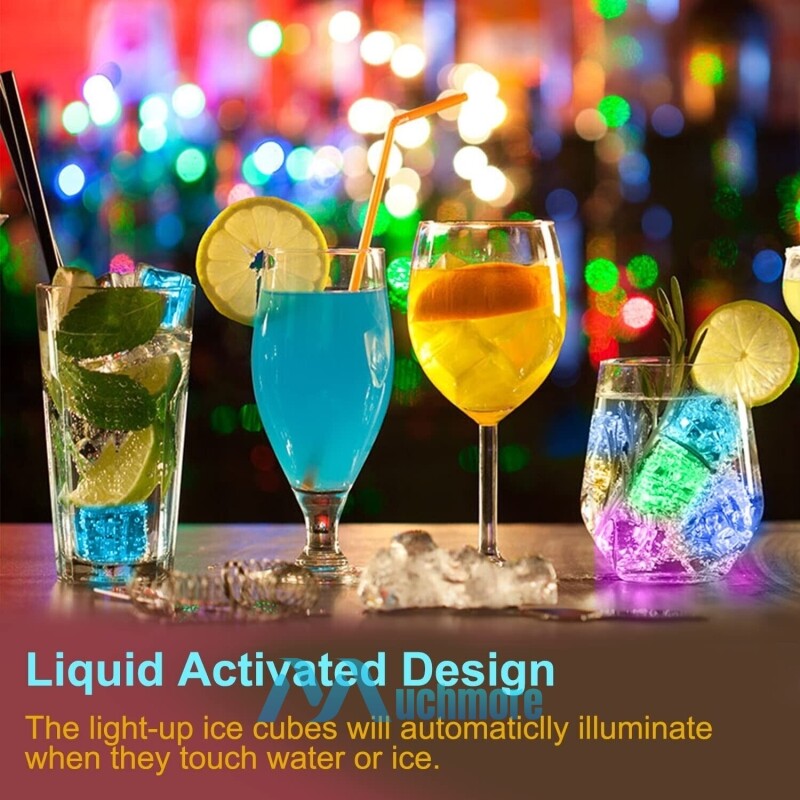 12~60Pcs Light up Ice Cubes for Drinks – Multi Color Fast Flashing Led Ice Cubes