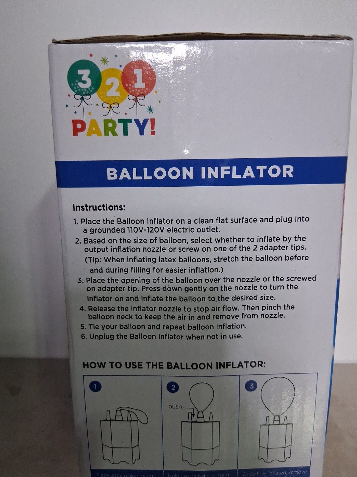 3-2-1- Party Pink Electric Balloon Inflator 3 Nozzle Sizes Air Pump Party Decor