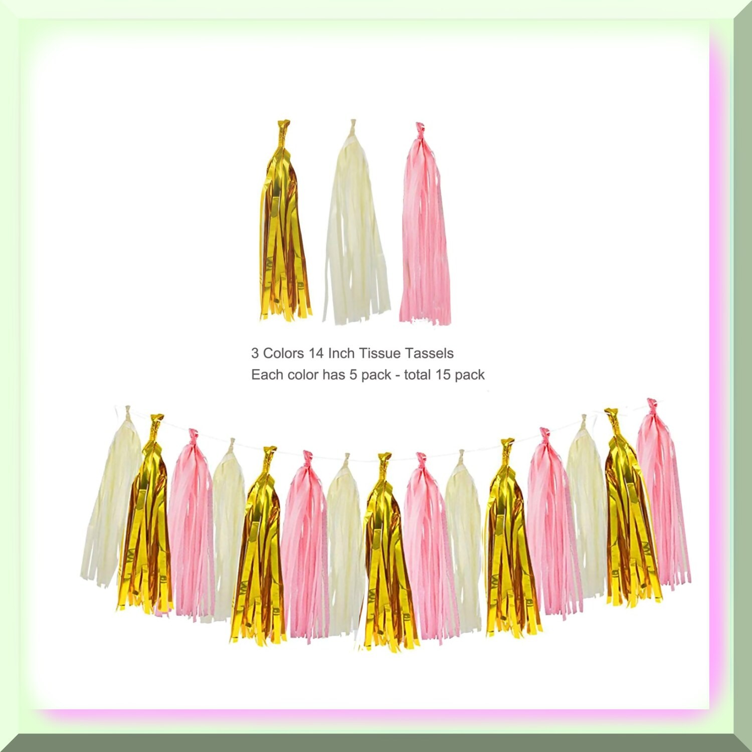 Pink Birthday Banner and Paper Fans Garland Set