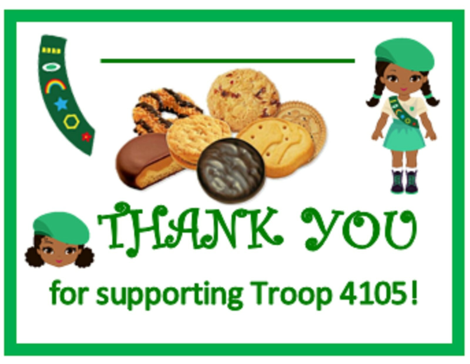 Girl Scout Thank You flat cards | One set of 12. Free shipping