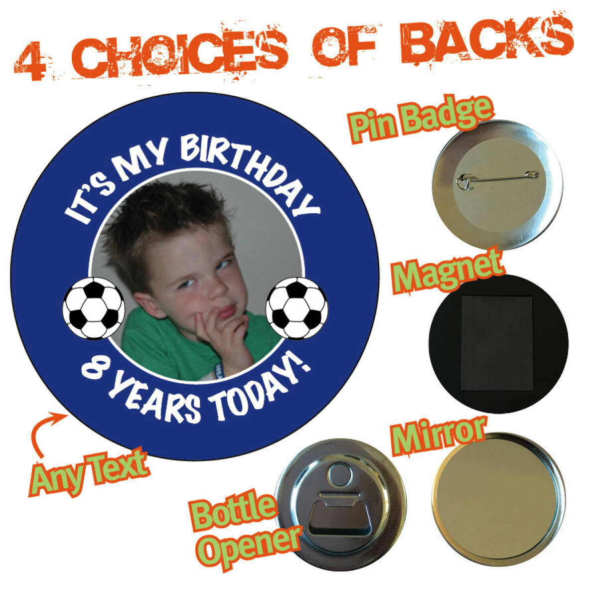 Personalised PHOTO Football Birthday Party Badge Magnet Mirror Fridge Magnet 819
