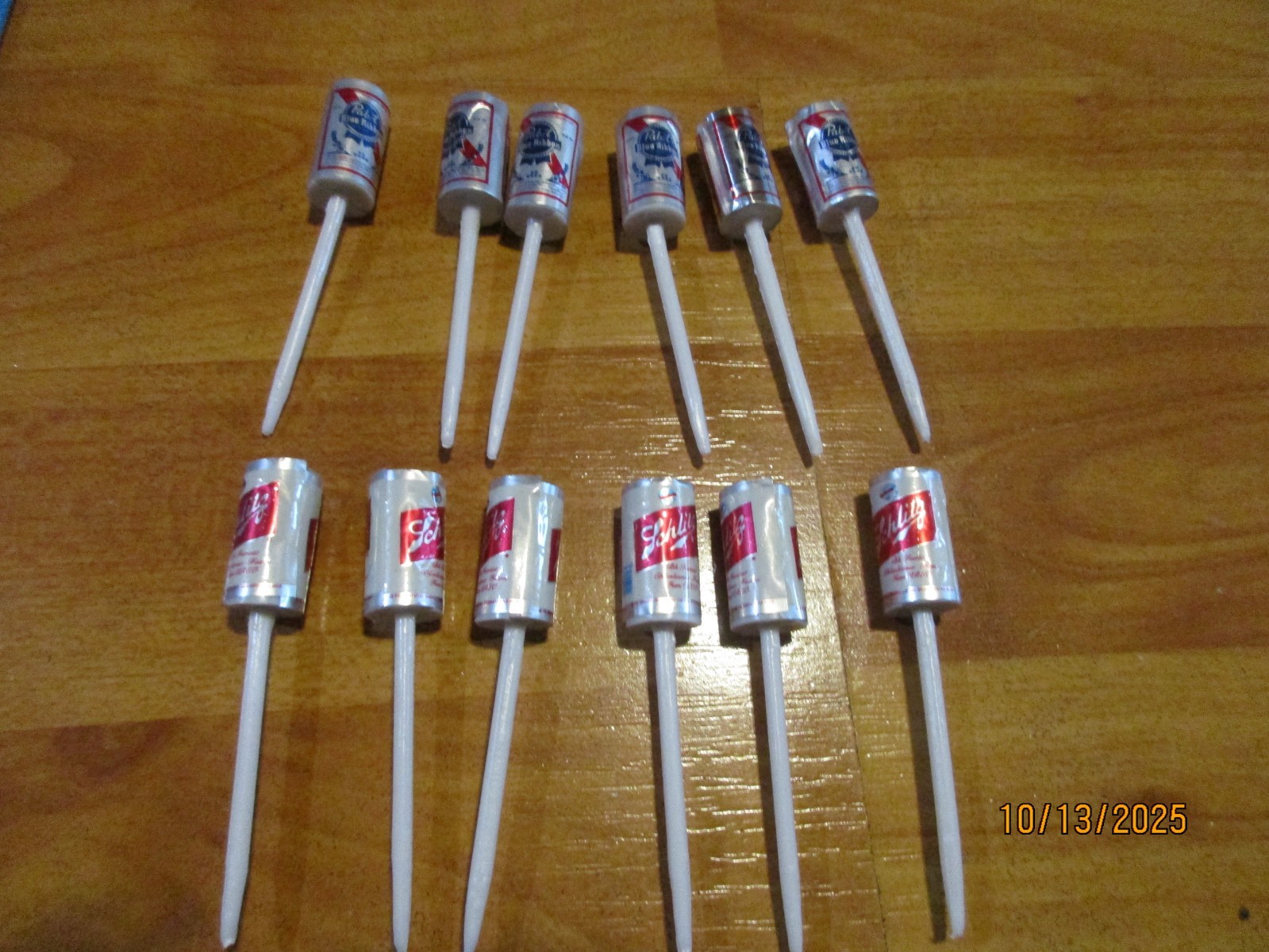 Vintage Beer Cake Picks One Dozen 6-Schlitz 6-PBR Unique NOS