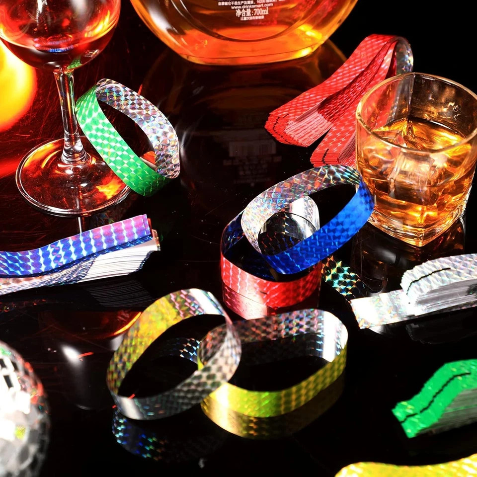 500 Pack Holographic Party Wristbands Assorted Colored Wristbands with Buckle Wr