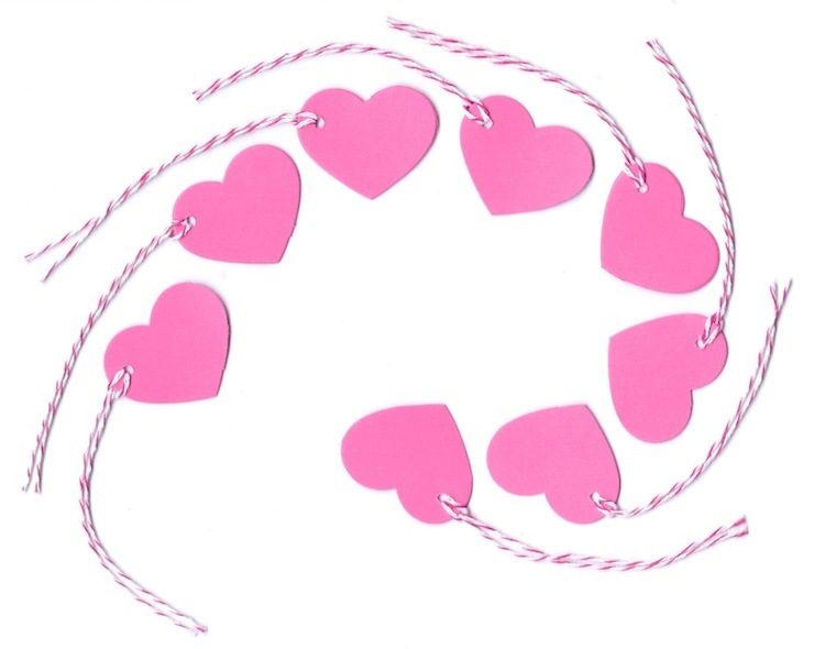 50 Pink Heart Gift Tags – Wedding Party Favor Valentines Craft Fair Price Labels