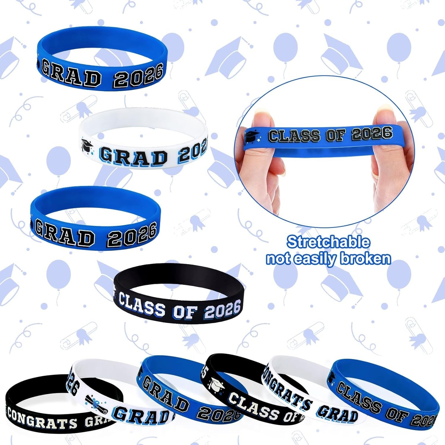 36 Pieces Class of 2026 Silicone Bracelets Silicone Graduation Bracelets Cong…