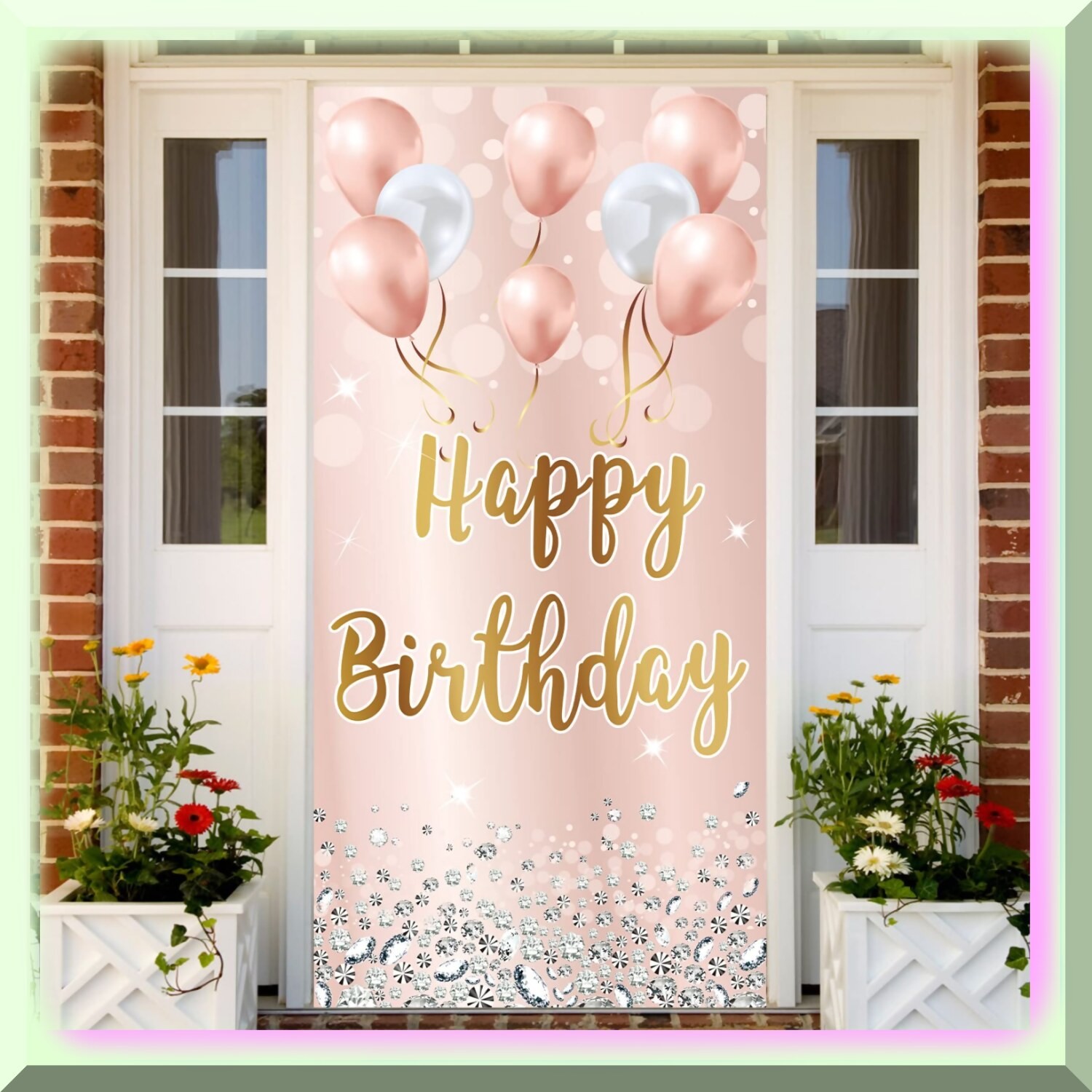 Rose Gold Celebration Door Banner for Women and Girls