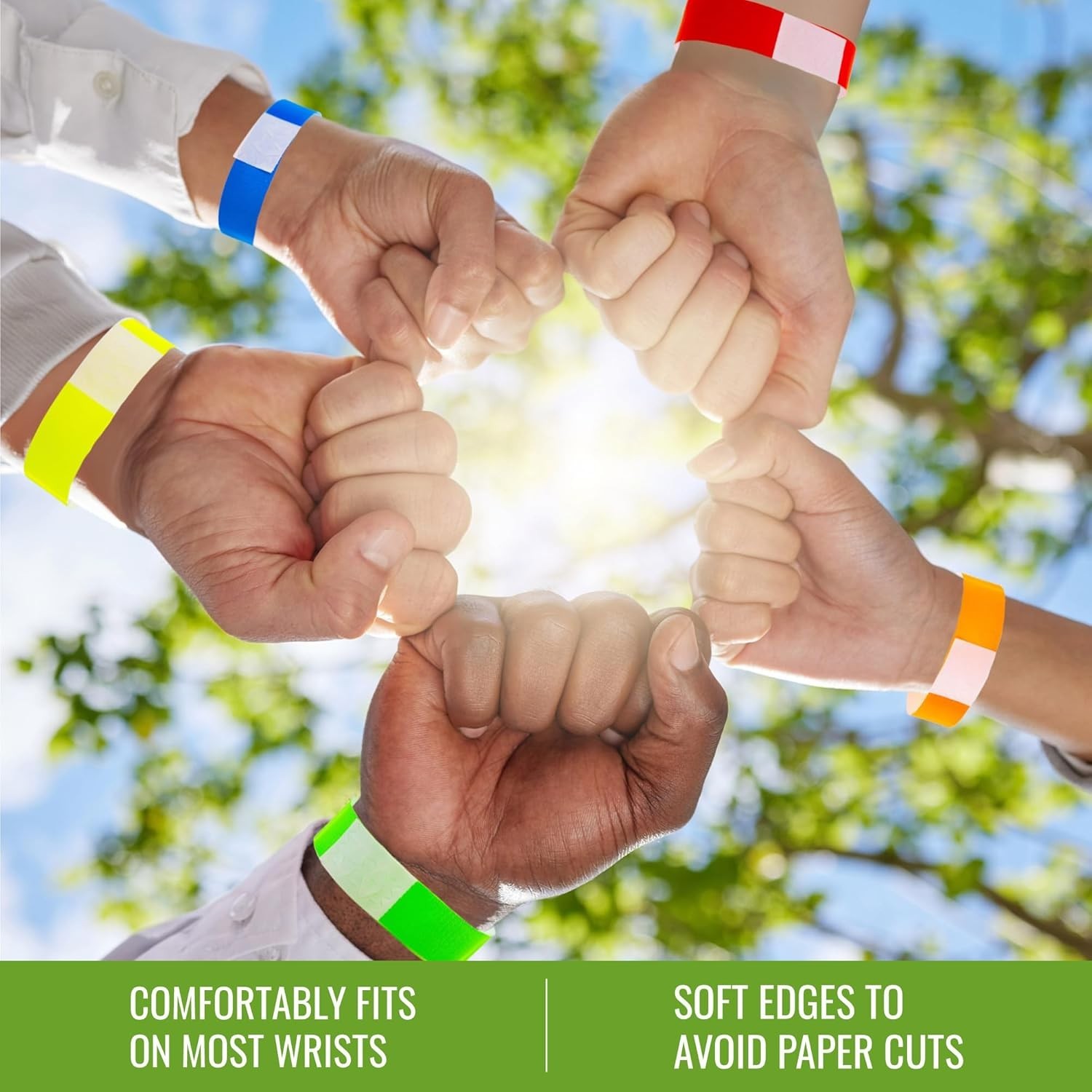 500 5 Color Variety Pack Paper Plastic Wristbands for Events – Water-Proof T…