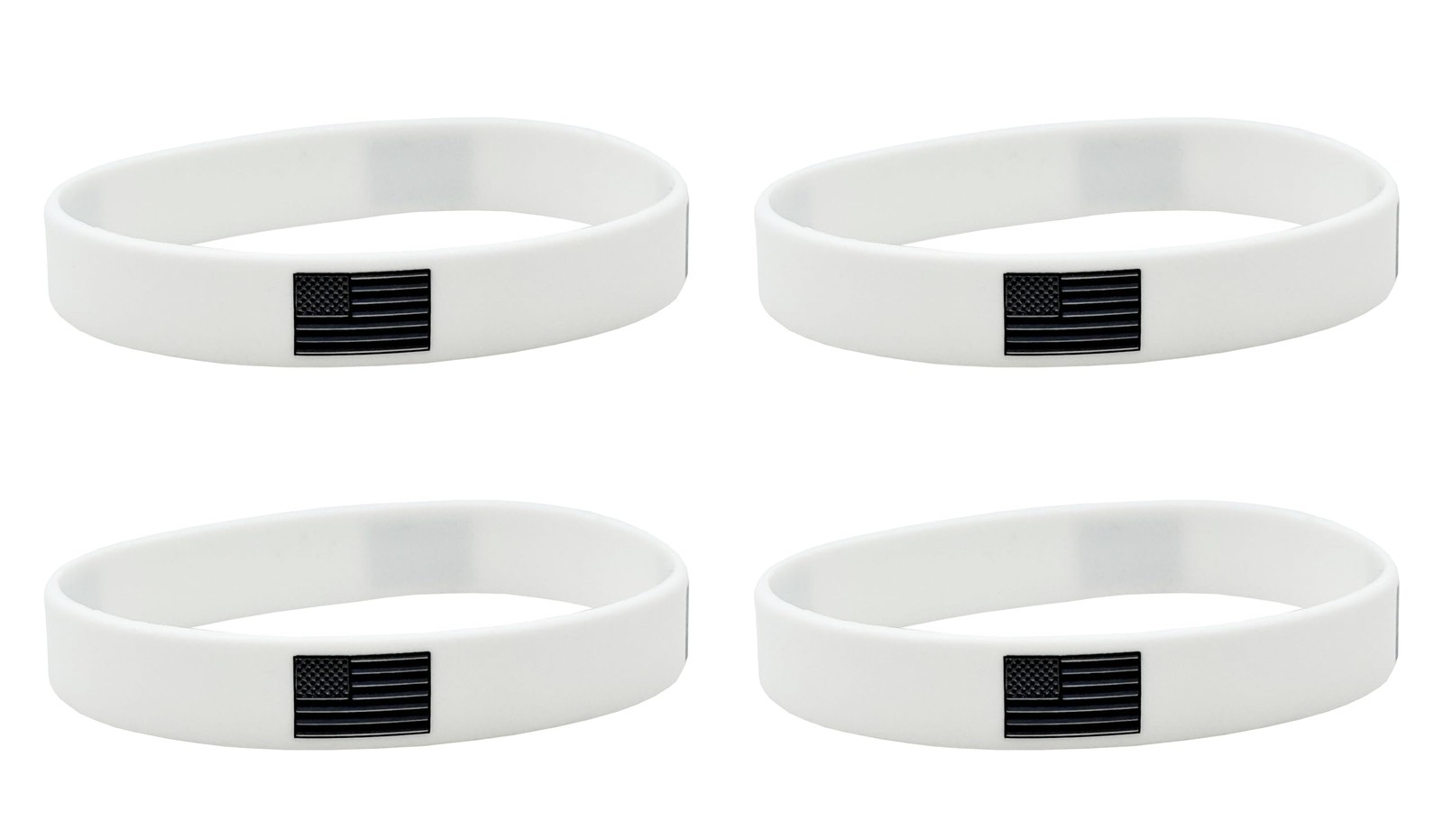 4 Pcs Black America Flag Rubber Bracelets,USA Flag Silicone Bracelet, Rubber
