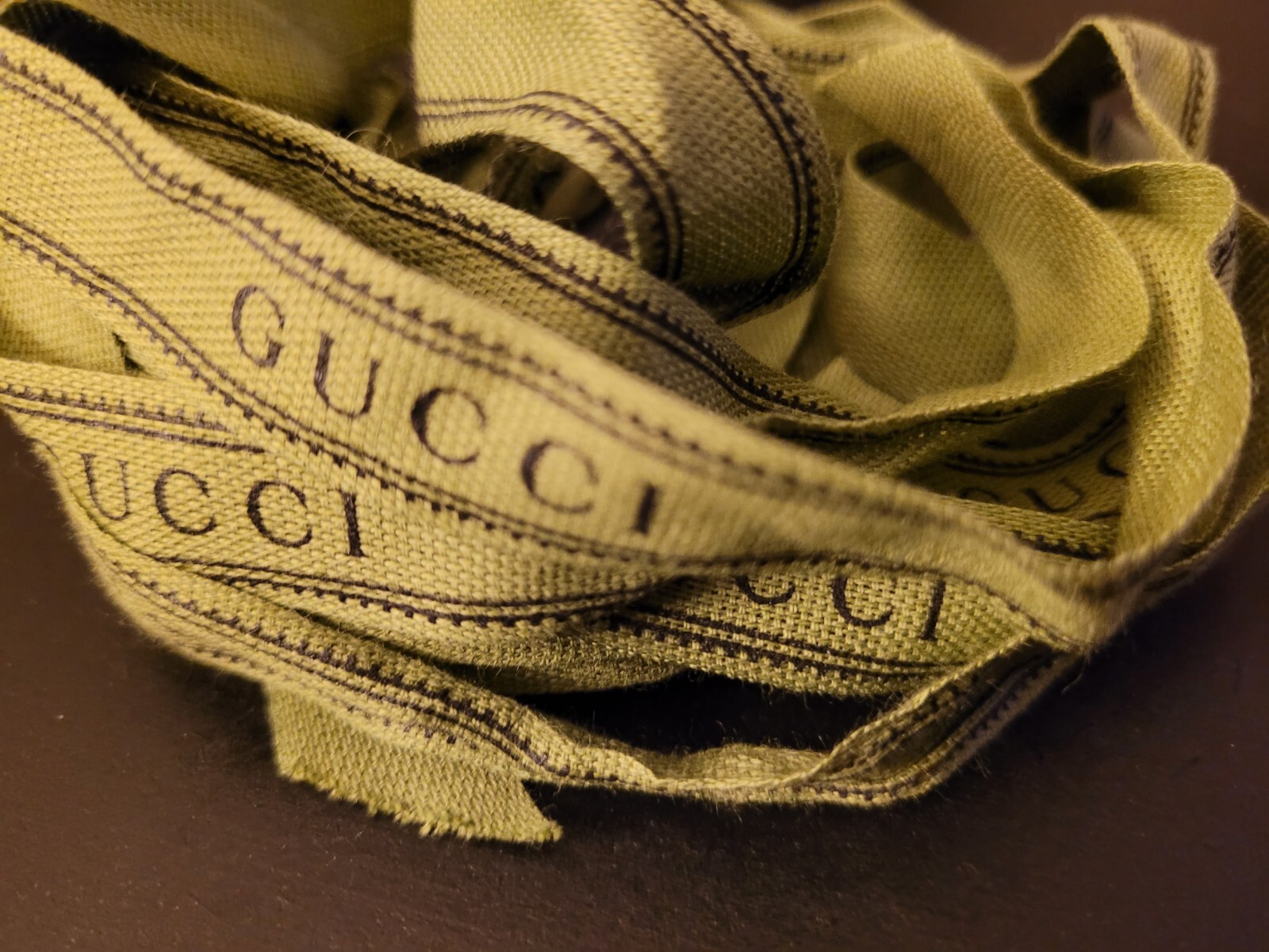 Gucci Ribbon 100 Inch Olive Green Black Luxury Gift Wrap HairTie Package Present