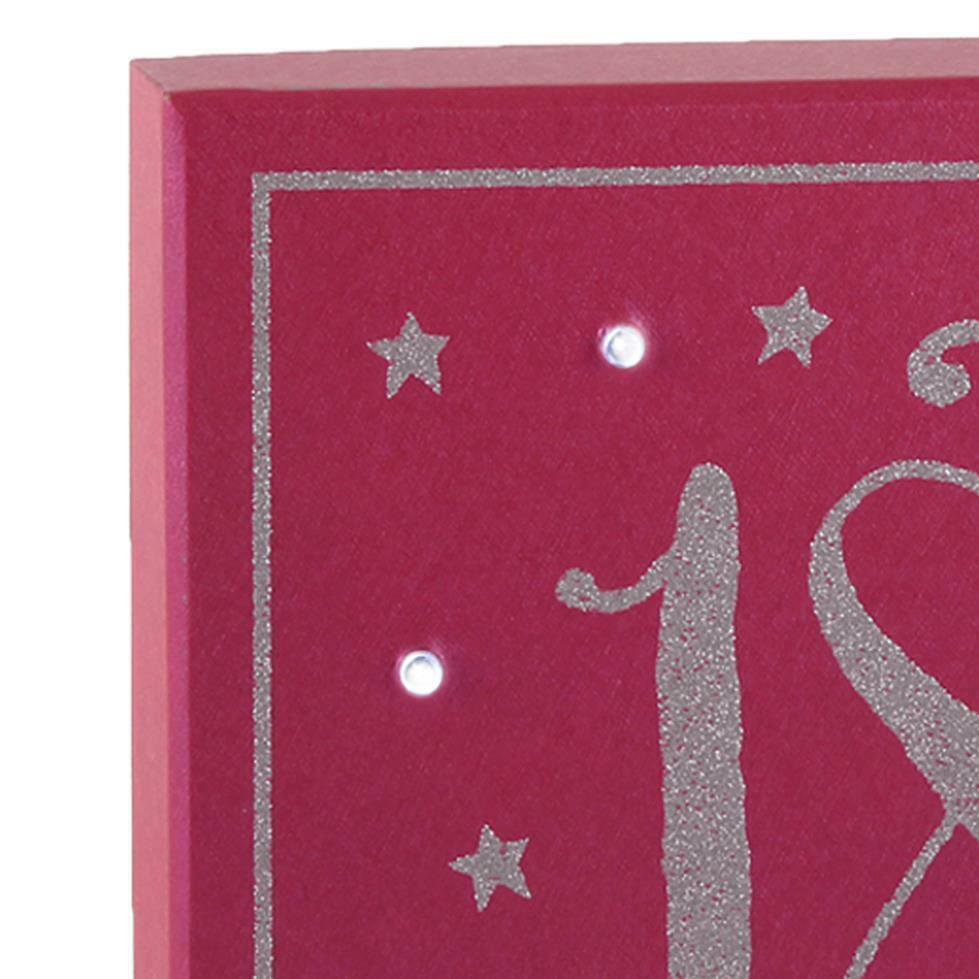 Girl Talk ‘Light Up’ Pink and Silver Glitter Birthday Plaque – 18th birthday