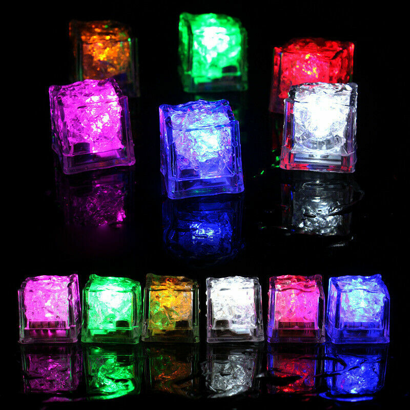 20x Waterproof Light Up Led Ice Cubes for Party Drinks Glowing Flashing Ice Cube