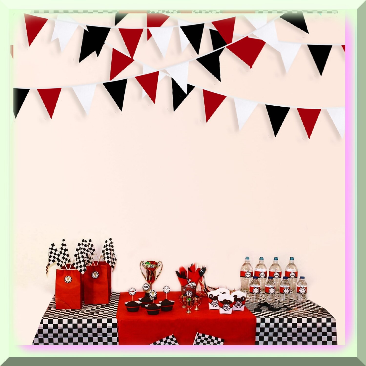 Colorful Fabric Triangle Flag Bunting 36 Flags 32.8ft