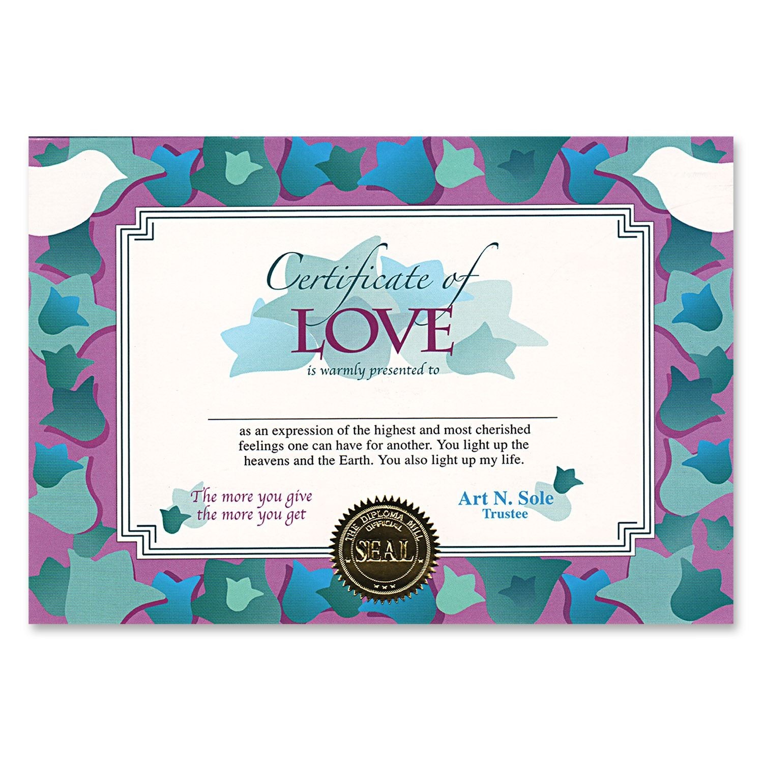 Beistle Certificate Of Love – Valentines | Party Supply | Decoration
