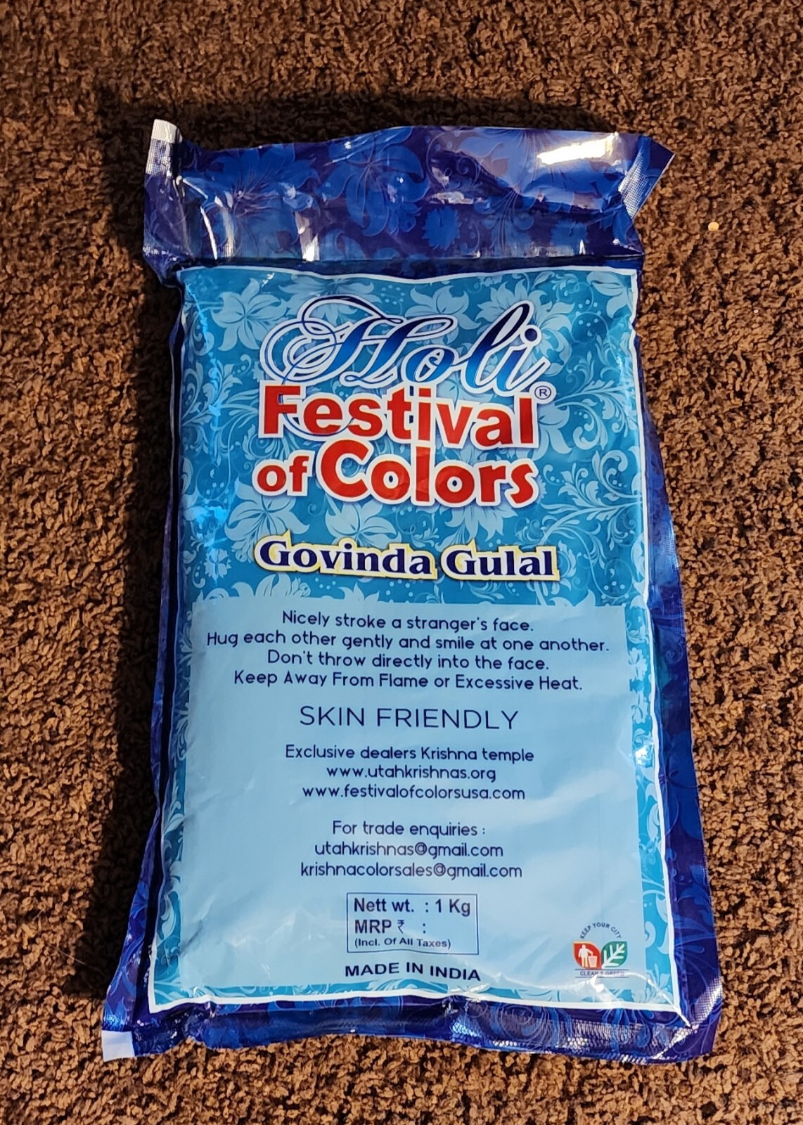 Holi Festival of Colors BLUE Gender Reveal Colored Powder 2.25lbs Color Run War