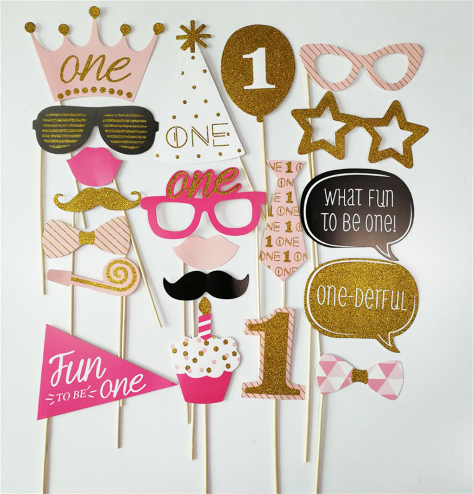 Boy Or Girl Baby 1st 1 Year Old Birthday Party Photograph Booth selfie Prop Game