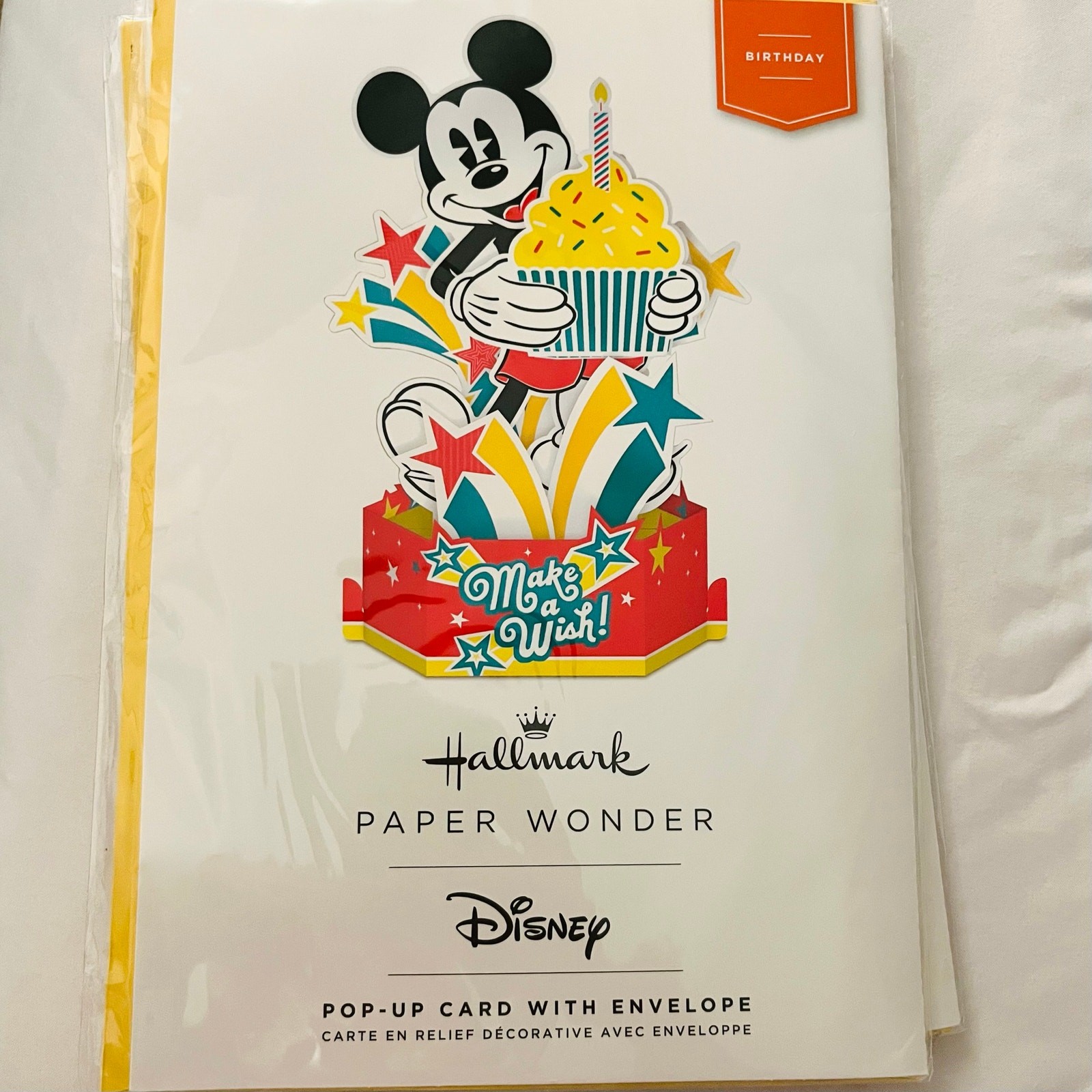 Hallmark Disney Mickey Mouse Pop Up Birthday Card Paper Wonder 3D “Make a Wish”