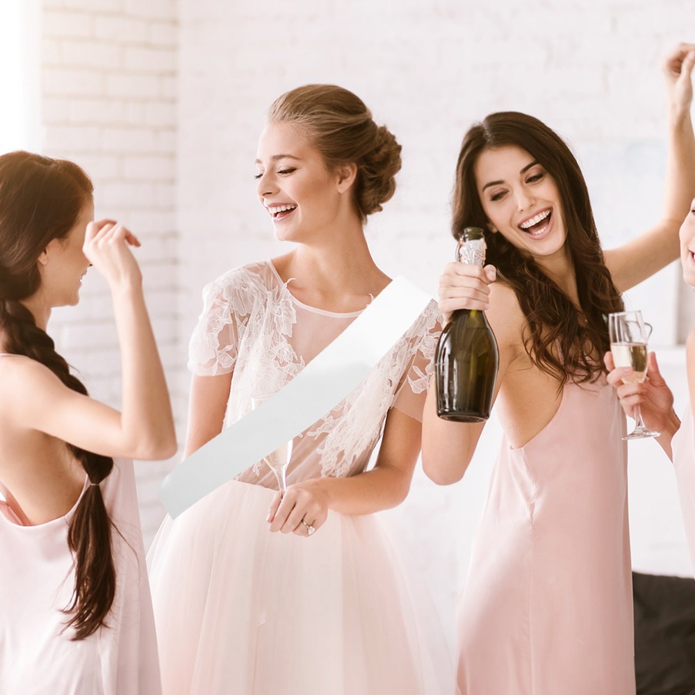 12Pcs Durable White Satin Sashes for Bridal Shower Bachelorette Party Decor