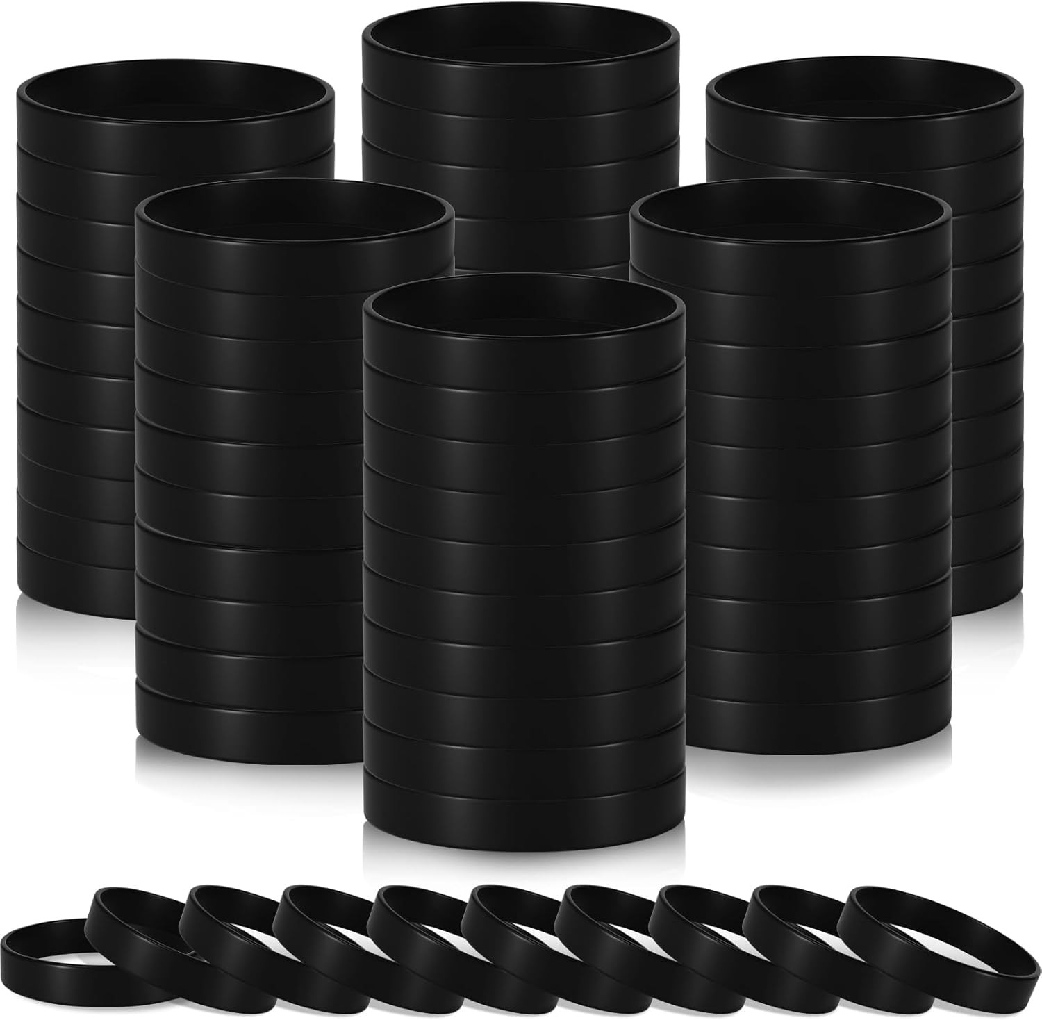 100 Pcs Plain Silicone Wristbands Bulk Blank Rubber Bracelets Unisex Party Game