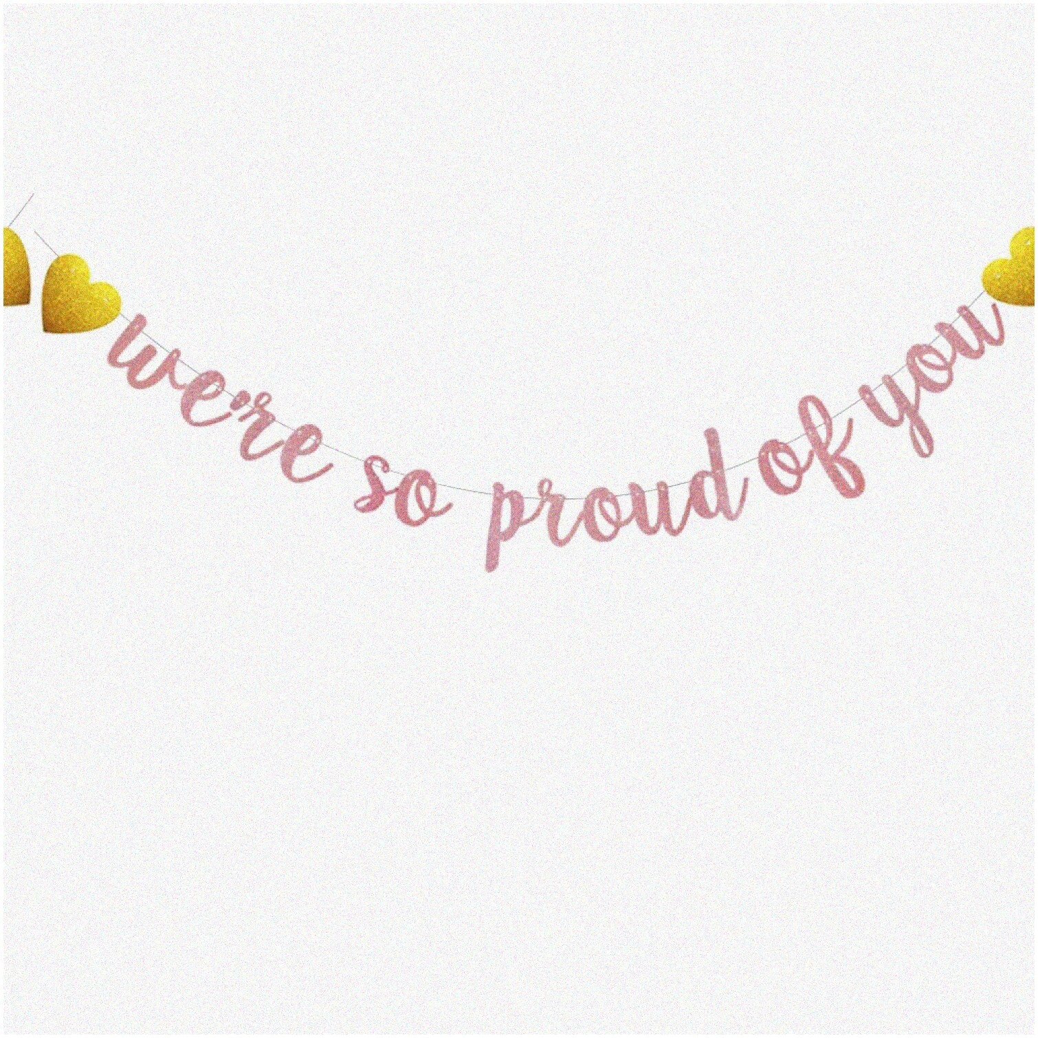 Graduation Banner Rose Gold Glitter Pre-assembled