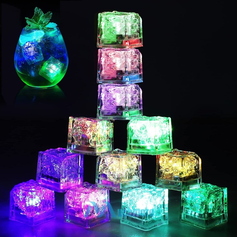 12~60Pcs Light up Ice Cubes for Drinks – Multi Color Fast Flashing Led Ice Cubes
