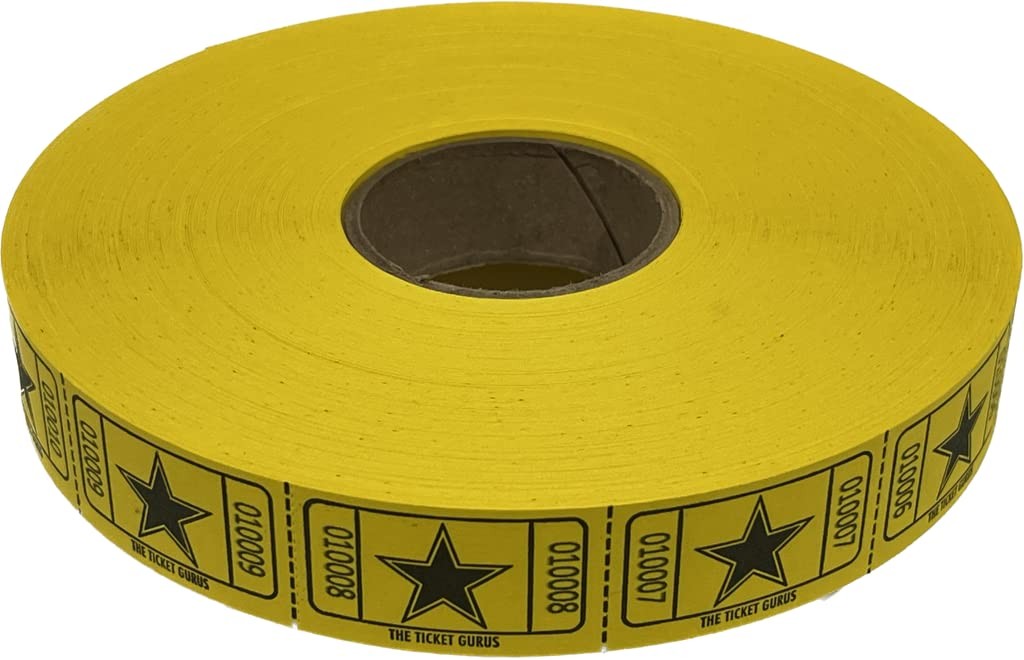 Star Raffle Tickets Single Roll Consecutively Numbered 2000 Count 4 Rolls Kit