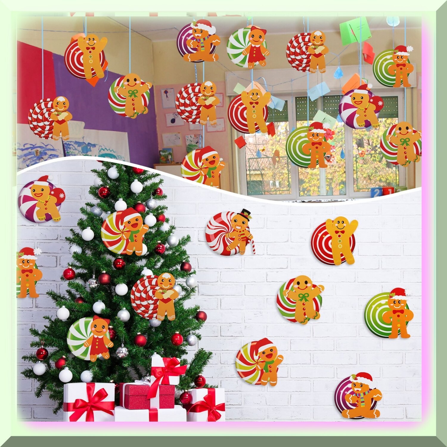 Gingerbread Man Holiday Paper Cutouts Set