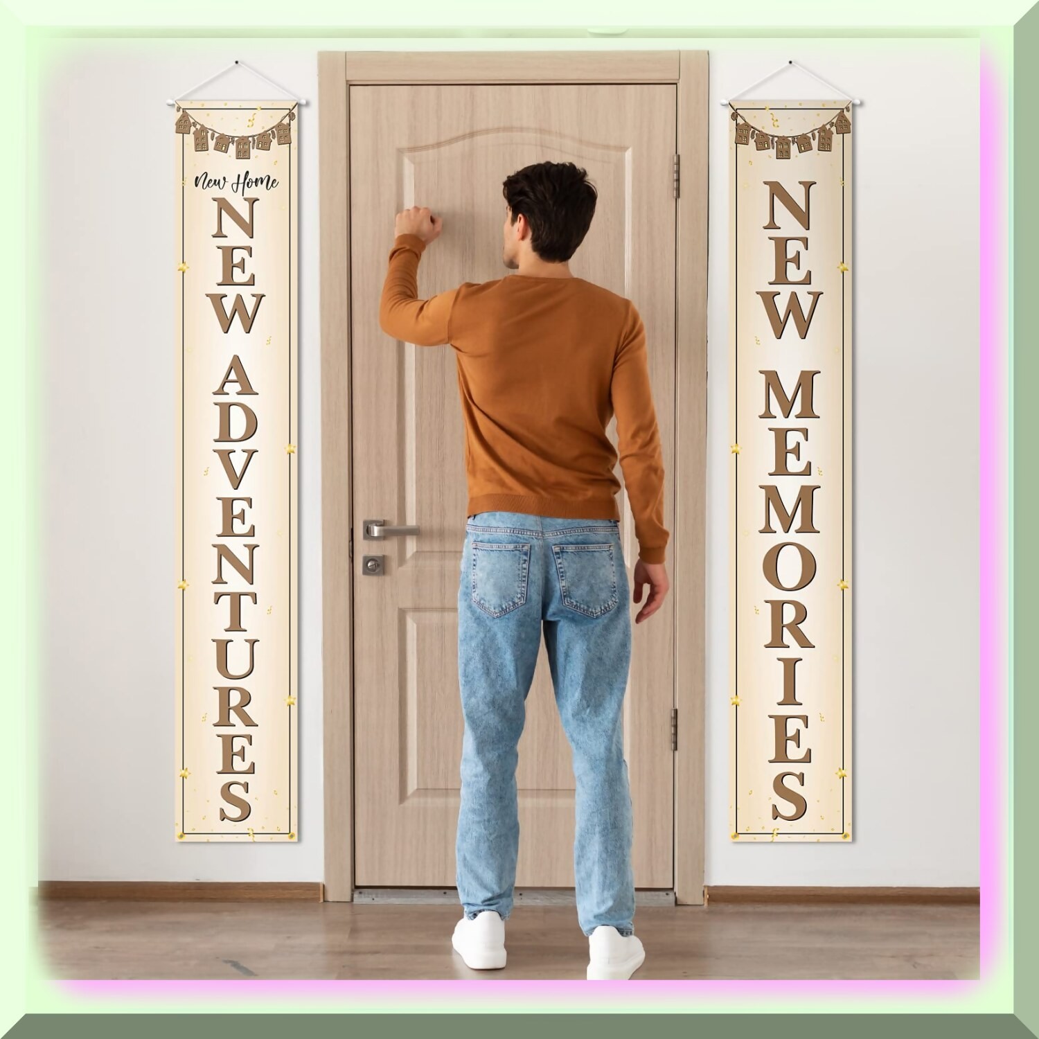 Brown Housewarming Party Door Banner 71×12 inches