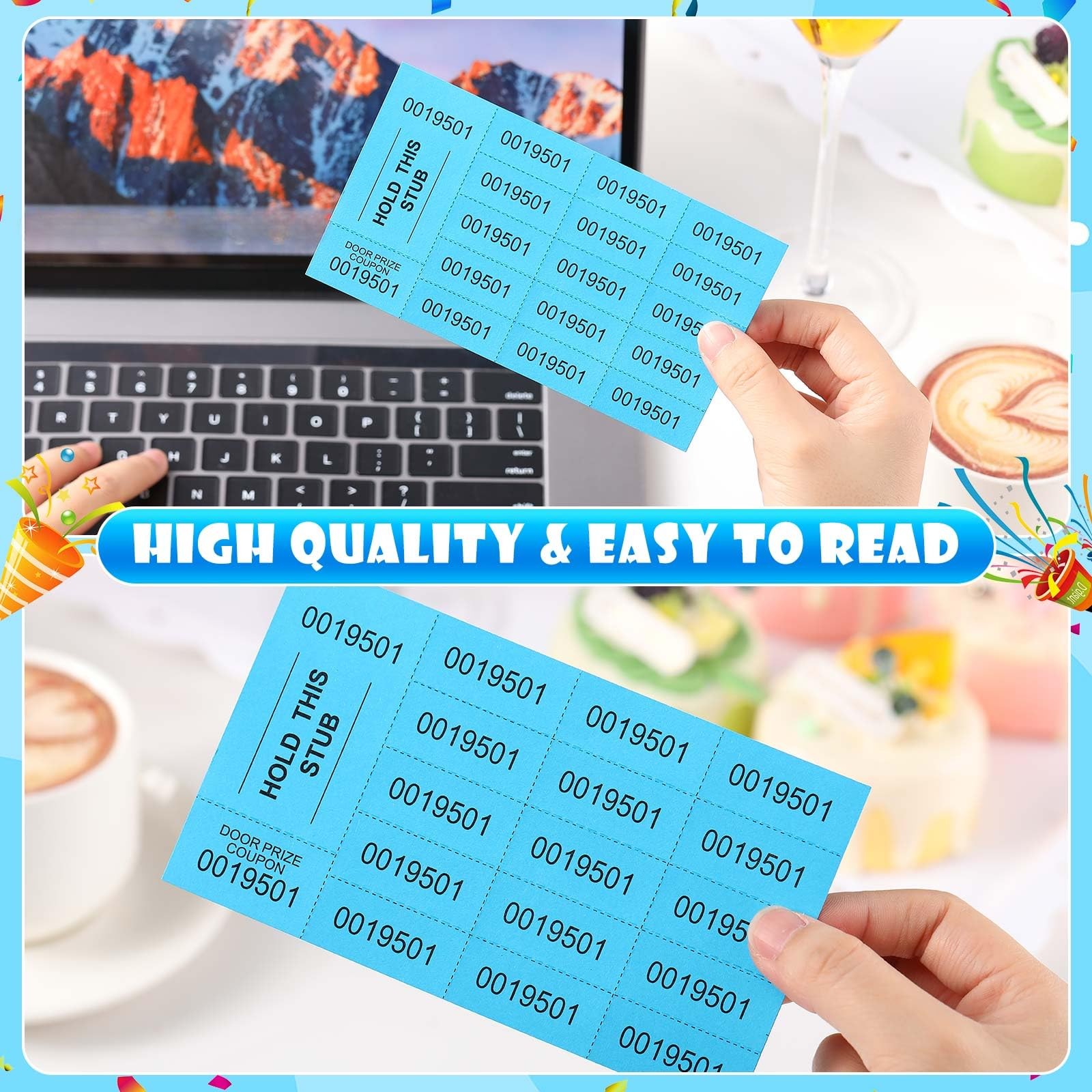 Chinese Auction Raffle Ticket Sheets 15 Bid Numbers Lake Blue Events 1000 SHEET