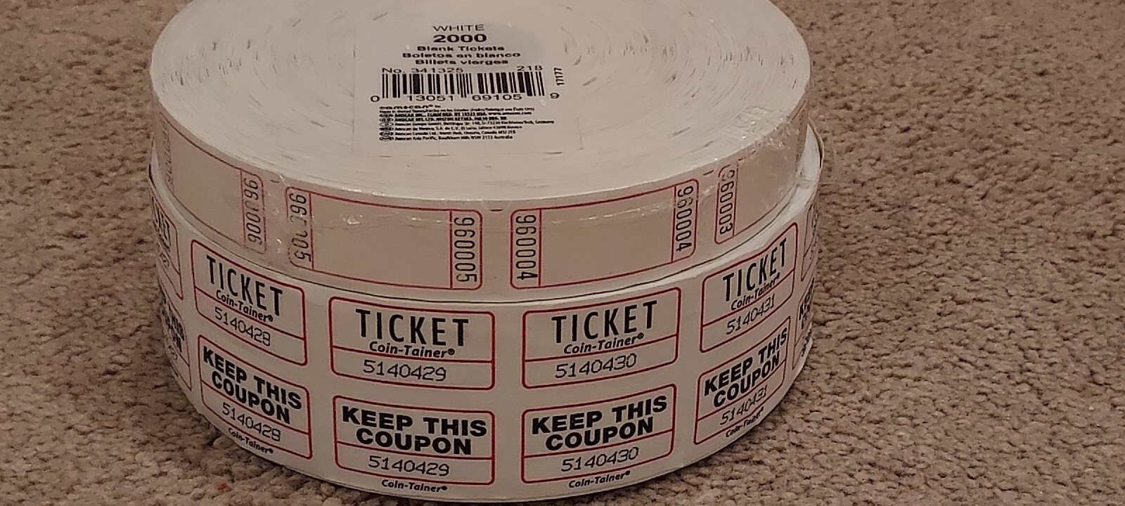 2000 Double Roll Raffle Tickets and 2000 Single Roll Blank Tickets