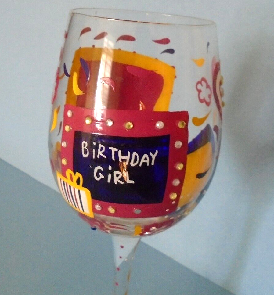 Birthday Girl Wine Glass Birthday Party Gift Lolita Brand Hand-Painted