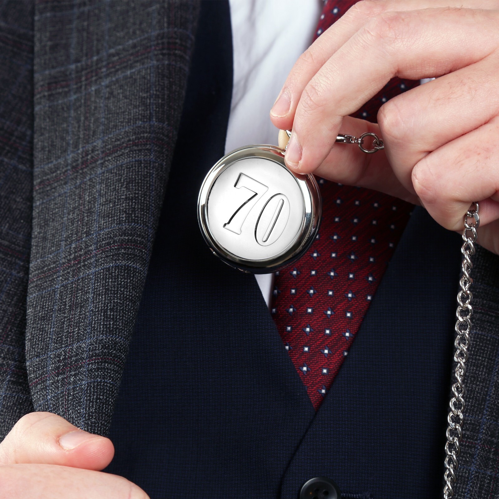 70th Birthday Engraved Pocket Watch Gift Husband Grandad Dad Papa 70 Years Gift