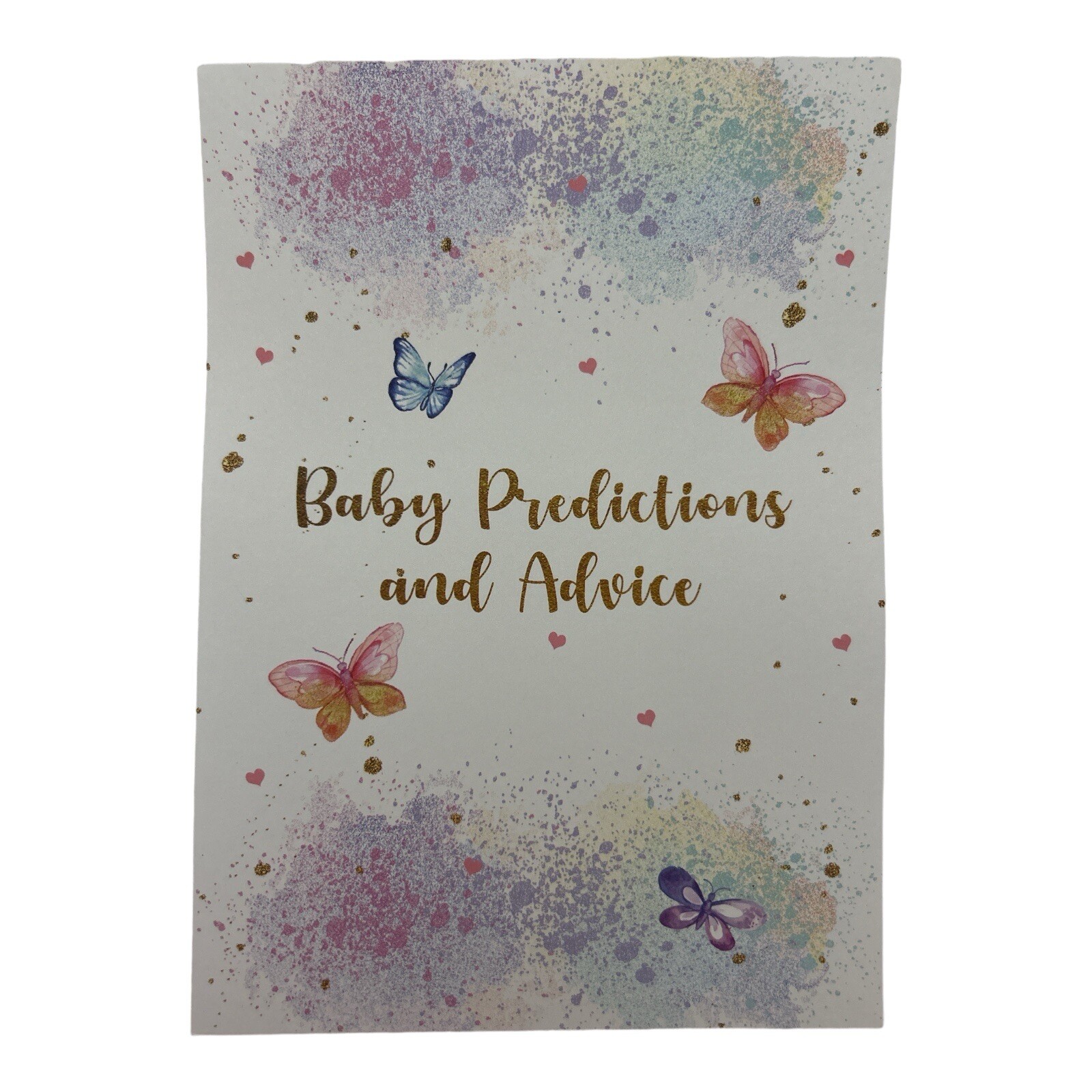 30 Baby Predictions & Advice Cards – Rainbow Butterflies Baby Shower Game Set