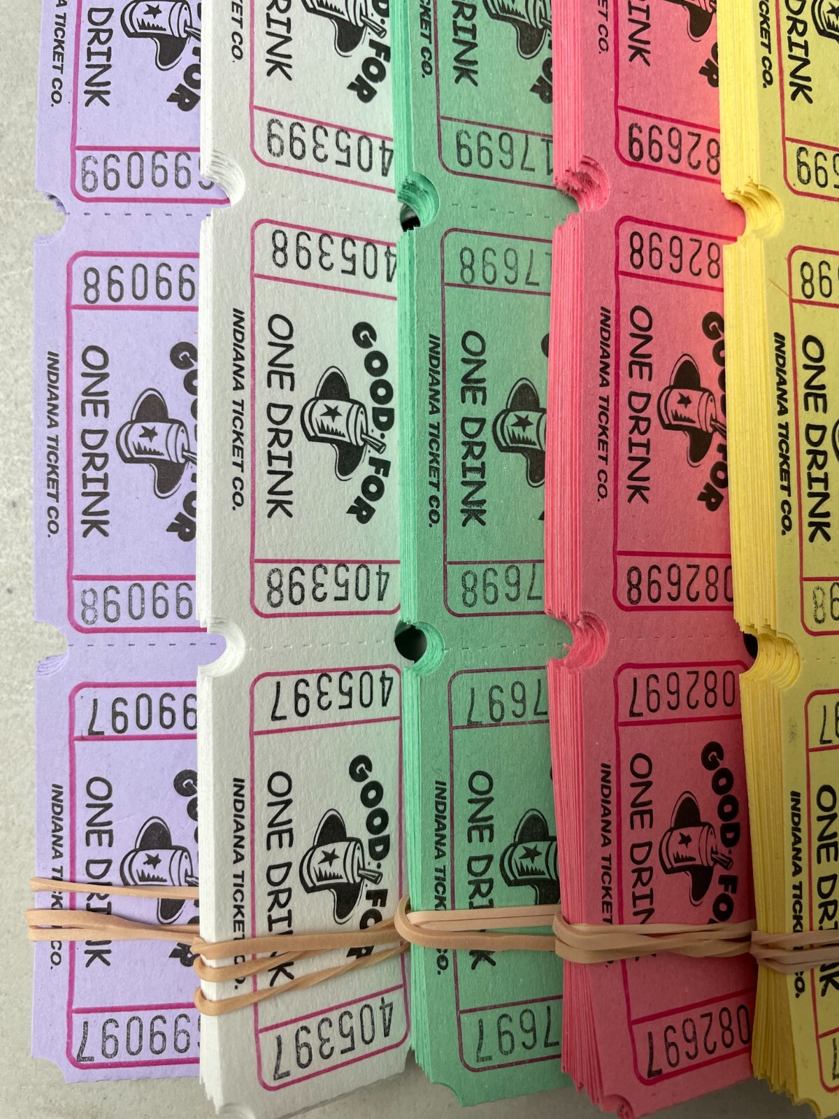 Good for One Drink Single Stub Tickets Lot of 500 Folded Flat Raffle Tickets