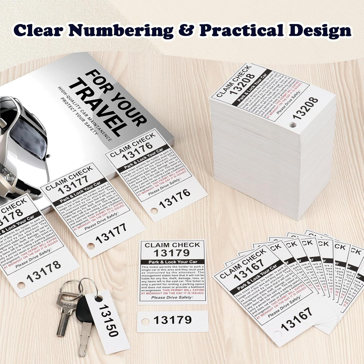 Valet Parking Tickets – 500 Count 2-Part Claim Check Tags, 2.75 x 4.25 Inch