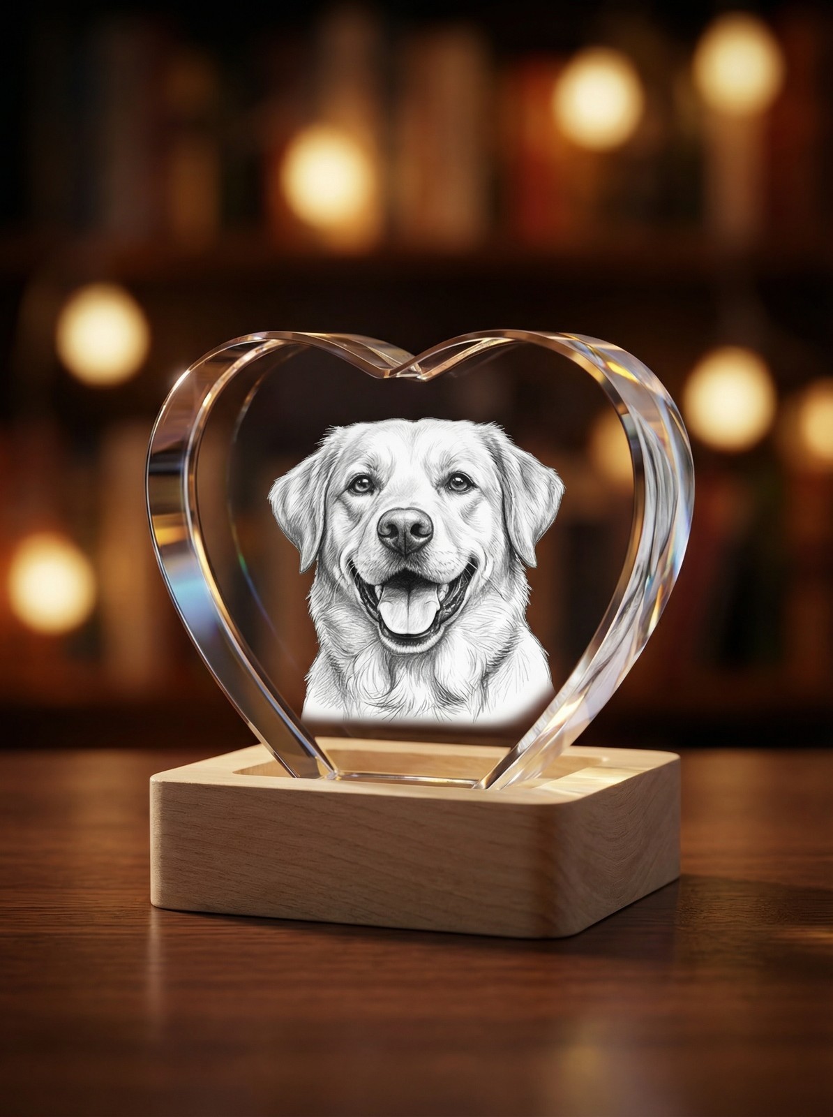Personalised 3D Crystal Photo Laser Engrave etched picture Love Heart shape