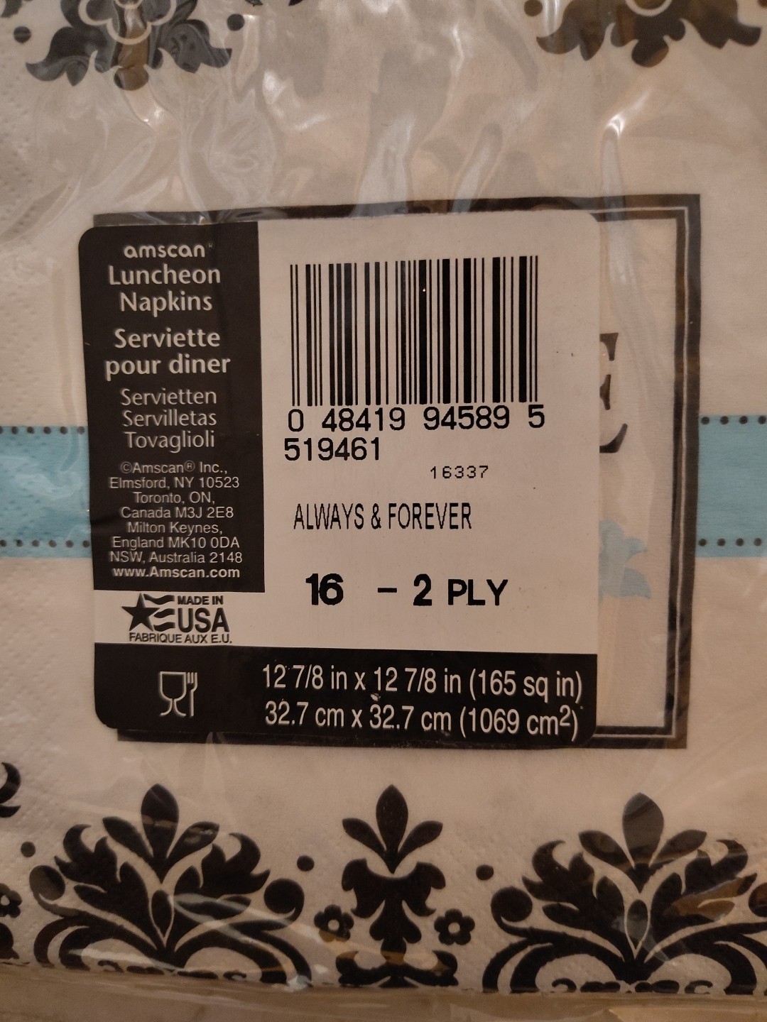 Love & Forever 48ct 2ply Luncheon Napkins 12 7/8” Dinner Plates 10 1/4in Bundle