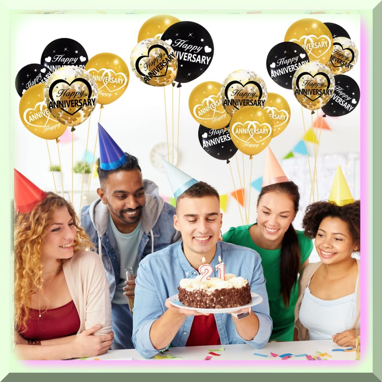 Black Gold Love Anniversary Balloon Set 30pcs