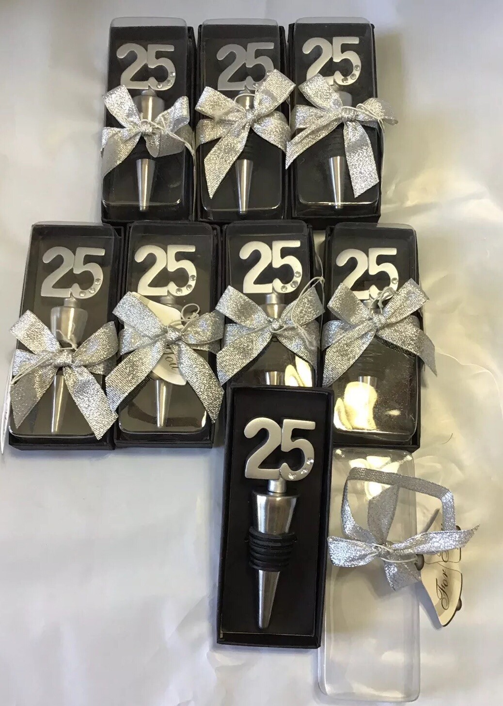 25th Anniversary Wine Bottle Stopper Birthday/Anniversary Party Favors lot of 8